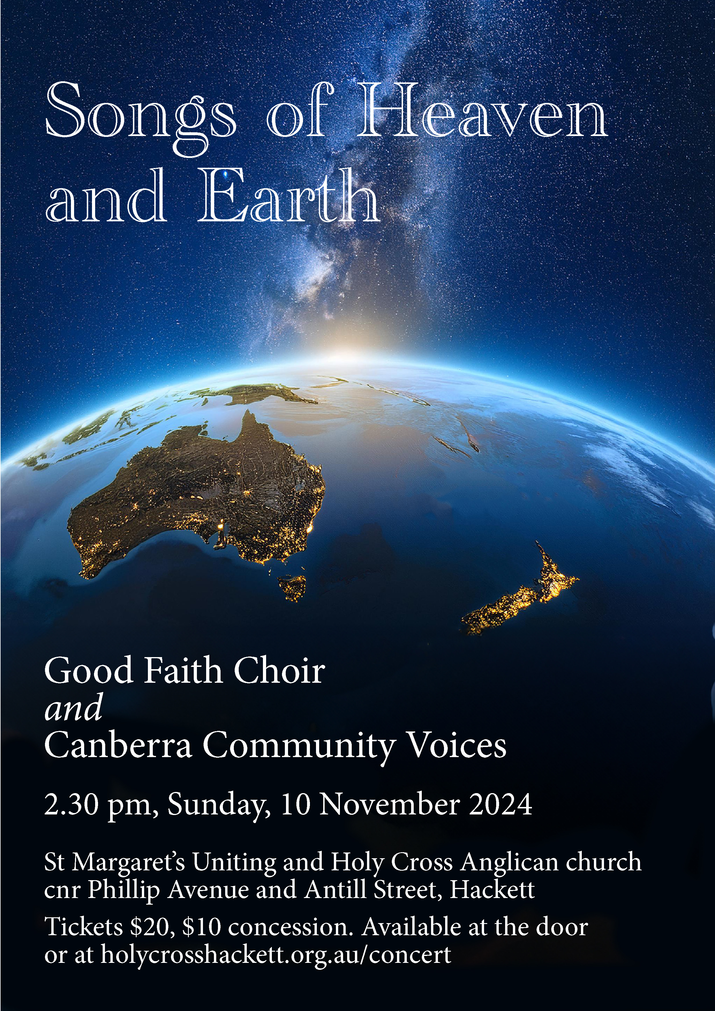 Songs of Heaven and Earth Concert St Margaret’s Hackett